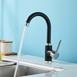 Brass Kitchen Sink Mixer Tap: Single Handle, One Hole, Deck Mounted Vessel Tap with Hot and Cold Hose