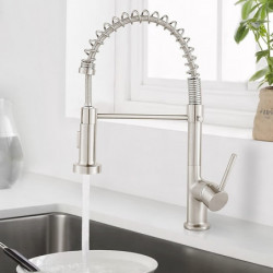 Chrome Pull-Down Kitchen Sink Mixer Tap: 360° Swivel, Single Handle, Spring Vessel Tap with 2 Modes