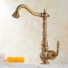 Retro Vintage Kitchen Sink Mixer Tap: Antique Brass, Single Handle, Standard Spout, Deck Mounted with Hot/Cold Hose