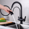 Modern Contemporary Kitchen Tap: Two Handles, One Hole, Electroplated/Painted Finish, Pull-Out/Pull-Down/High Arc, Purified Wate