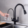 Modern Contemporary Kitchen Tap: Two Handles, One Hole, Electroplated/Painted Finish, Pull-Out/Pull-Down/High Arc, Purified Wate