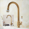 Retro Brass Kitchen Sink Tap: 360° Swivel, Single Handle, One Hole, Lever Ceramic Valve, Antique Vintage Bronze Finish