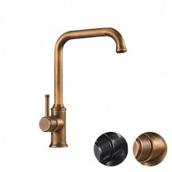 Brass Kitchen Tap: Single Handle, Standard Spout, One Hole, Black Nickel Finish, Filter Included with Hot/Cold Water