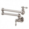 Wall Mounted Brass Pot Filler: Two Handles, Nickel Brushed, Foldable, Single Hole Design