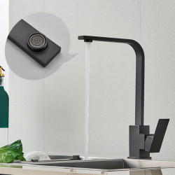 Square Kitchen Tap Matte black Polished Chorme Hot and Cold Kitchen Sink Tap 360 Degree Rotation Mixer Deck Mounted Water Tap