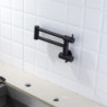 Wall Mounted Pot Filler: Black, Single Handle, Multi-Ply Foldable Design, Contemporary Style