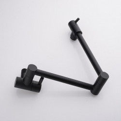 Wall Mounted Pot Filler: Black, Single Handle, Multi-Ply Foldable Design, Contemporary Style