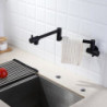 Wall Mounted Pot Filler: Black, Single Handle, Multi-Ply Foldable Design, Contemporary Style