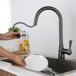 Modern Contemporary Kitchen Tap: Single Handle, Pull-Out Sprayer, Electroplated/Painted Finish, Standard Spout/High Arc Centerse