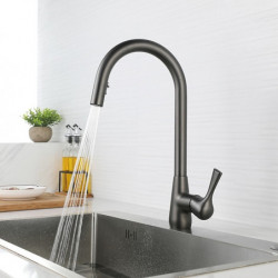 Modern Contemporary Kitchen Tap: Single Handle, Pull-Out Sprayer, Electroplated/Painted Finish, Standard Spout/High Arc Centerse