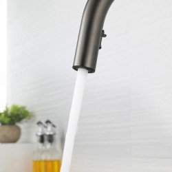 Modern Contemporary Kitchen Tap: Single Handle, Pull-Out Sprayer, Electroplated/Painted Finish, Standard Spout/High Arc Centerse