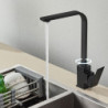 Square Kitchen Tap Matte black Polished Chorme Hot and Cold Kitchen Sink Tap 360 Degree Rotation Mixer Deck Mounted Water Tap