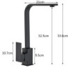 Square Kitchen Tap Matte black Polished Chorme Hot and Cold Kitchen Sink Tap 360 Degree Rotation Mixer Deck Mounted Water Tap