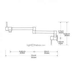 Brushed Nickel Pot Filler Kitchen Tap: Foldable, Cold Water Only, Wall Mounted, Brass, Double Joint Swing Arm, Two Handle