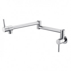 Wall Mounted Pot Filler Kitchen Tap: Two Handles, One Hole, Chrome/Oil-Rubbed Bronze/Nickel Brushed, Foldable, Cold Water Only