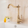 Retro Vintage Brass Kitchen Sink Mixer Tap: Single Handle, 360° Swivel Spring Design, Deck Mounted, One Hole Vessel Tap