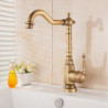 Retro Vintage Brass Kitchen Sink Mixer Tap: Single Handle, 360° Swivel Spring Design, Deck Mounted, One Hole Vessel Tap