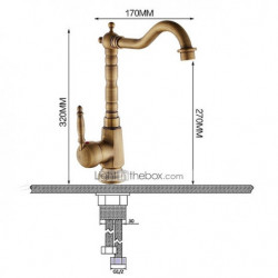 Retro Vintage Brass Kitchen Sink Mixer Tap: Single Handle, 360° Swivel Spring Design, Deck Mounted, One Hole Vessel Tap