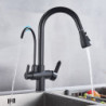 Rozin Purification Kitchen Taps Black Pull Out Kitchen Water Filter Tap 3 Way Mixer para cozinha de parede Crane