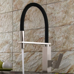 Electroplated Contemporary Kitchen Tap: Single Handle, One Hole, Pull-Out/Pull-Down/Tall/High Arc Centerset