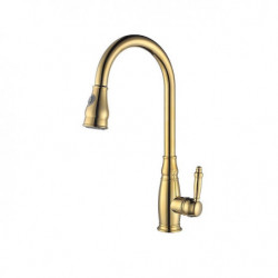 Contemporary Retro Style Kitchen Tap: Ti-PVD, Single Handle, One Hole, Pull-Out/Pull-Down Vessel/Brass Design