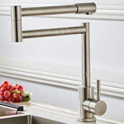 Nickel Brushed Pot Filler Kitchen Tap: Single Handle, One Hole, Free-Standing Contemporary Design