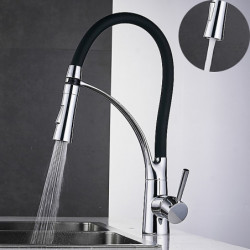 Electroplated Kitchen Tap: Single Handle, One Hole, Pull-Out/Pull-Down Vessel Design