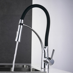 Electroplated Kitchen Tap: Single Handle, One Hole, Pull-Out/Pull-Down Vessel Design