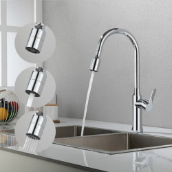 Tall Brass Kitchen Sink Mixer Tap: Pull-Out Sprayer, 360° Swivel, Single Handle, High Arc, Deck Mounted, One Hole Vessel Tap