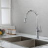 Tall Brass Kitchen Sink Mixer Tap: Pull-Out Sprayer, 360° Swivel, Single Handle, High Arc, Deck Mounted, One Hole Vessel Tap