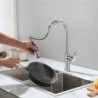 Tall Brass Kitchen Sink Mixer Tap: Pull-Out Sprayer, 360° Swivel, Single Handle, High Arc, Deck Mounted, One Hole Vessel Tap