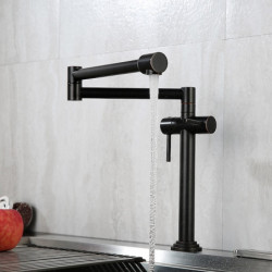 Foldable Kitchen Sink Mixer Tap: Deck Mounted, 360° Swivel, Single Handle Vessel Tap