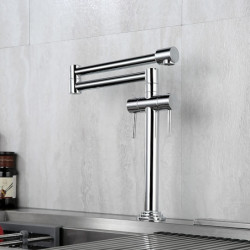 Foldable Kitchen Sink Mixer Tap: Deck Mounted, 360° Swivel, Single Handle Vessel Tap