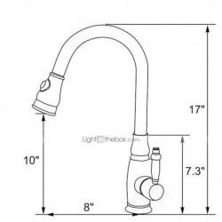 Oil-Rubbed Bronze Antique Brass Kitchen Tap: Single Handle, One Hole, Pull-Out Spray, Tall High Arc Vessel with Hot/Cold Switch