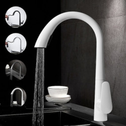 Minimalist Modern Kitchen Tap: Single Handle, One Hole, Pull-Out Spray, 360° Rotatable Design