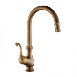 Contemporary Rotatable Kitchen Tap: Antique Brass, Single Handle, One Hole, Standard Spout, Centerset with Hot/Cold Switch