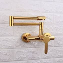 Wall Mounted Contemporary Kitchen Tap: Single Handle, Two Holes, Electroplated/Painted Finishes, Pull-Out/Pull-Down/Pot Filler D