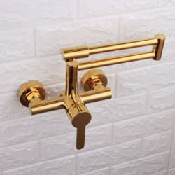 Wall Mounted Contemporary Kitchen Tap: Single Handle, Two Holes, Electroplated/Painted Finishes, Pull-Out/Pull-Down/Pot Filler D