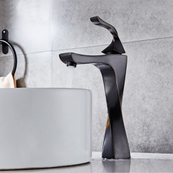 New Design Basin Tap Black and Chrome Bathroom Sink Tap Single Handle Basin Taps Deck Wash Hot Cold Mixer Tap Crane