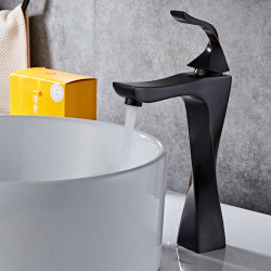 New Design Basin Tap Black and Chrome Bathroom Sink Tap Single Handle Basin Taps Deck Wash Hot Cold Mixer Tap Crane