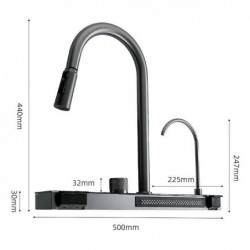 Modern Waterfall Kitchen Tap: Multi-Function Pull-Out/Pull-Down, Ceramic Valve, Contemporary Design for Kitchen Sink