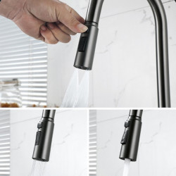 Modern Waterfall Kitchen Tap: Multi-Function Pull-Out/Pull-Down, Ceramic Valve, Contemporary Design for Kitchen Sink