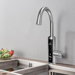 Instant Electric Tankless Heating Tap: Stainless Steel Hot Water Heater with LED Digital Display for Kitchen, Bathroom, Farmhous