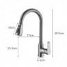 Minimalist Kitchen Tap: Single Handle, One Hole, Brass, High Arc, Pull-Out Spray, 3 Modes, Gun Grey/Black/Chrome