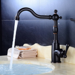 Antique Kitchen Tap: ORB Rotatable Retro Style, Single Handle, One Hole, Standard Spout, Centerset, Hot/Cold Switch