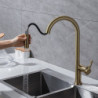 Modern Brass Kitchen Tap: Single Handle, One Hole, High Arc, Pull-Out Spray, 2 Modes, 360° Rotatable