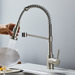 Modern Kitchen Tap: Flexible Spray, Dishcloth Holder, 2 Modes, Single Handle, One Hole, Pull-Out/Pull-Down, Ceramic Valve, Cente