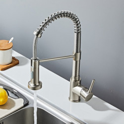 Modern Kitchen Tap: Flexible Spray, Dishcloth Holder, 2 Modes, Single Handle, One Hole, Pull-Out/Pull-Down, Ceramic Valve, Cente