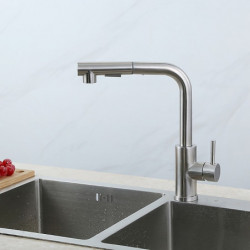 Nickel Brushed Stainless Steel Kitchen Tap: Single Handle, One Hole, Pull-Out/Pull-Down/Standard Spout, Centerset Minimalist/Mod