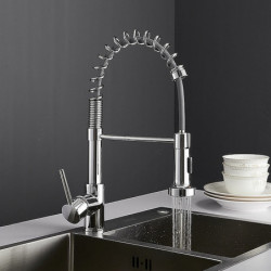 Electroplated Brass Kitchen Tap: Single Handle, One Hole, Pull-Out Standard Spout, Centerset Contemporary Design